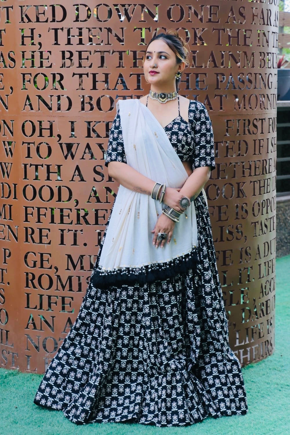 "Kunta" (आव्या) - black Ghagra Choli