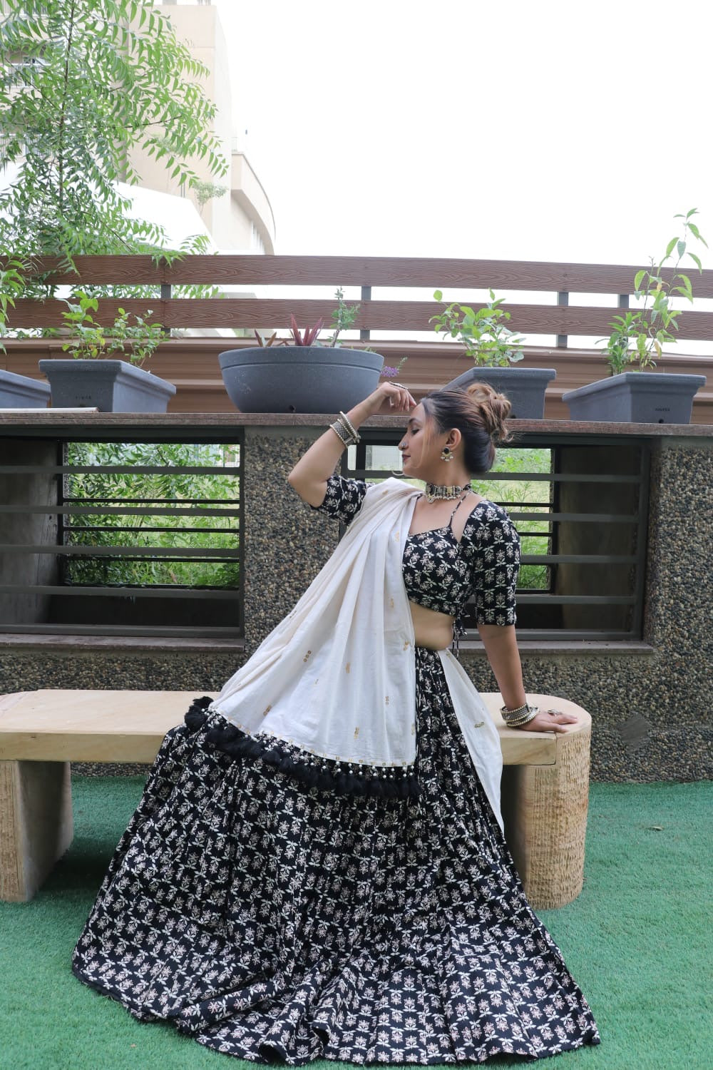 "Kunta" (आव्या) - black Ghagra Choli