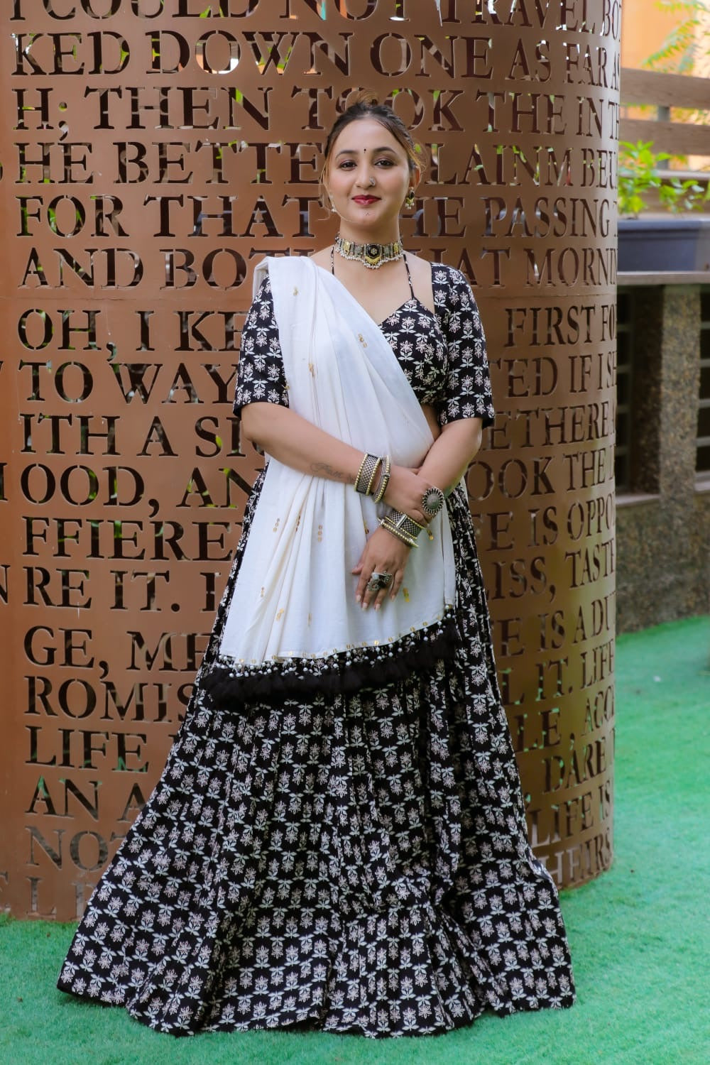 "Kunta" (आव्या) - black Ghagra Choli