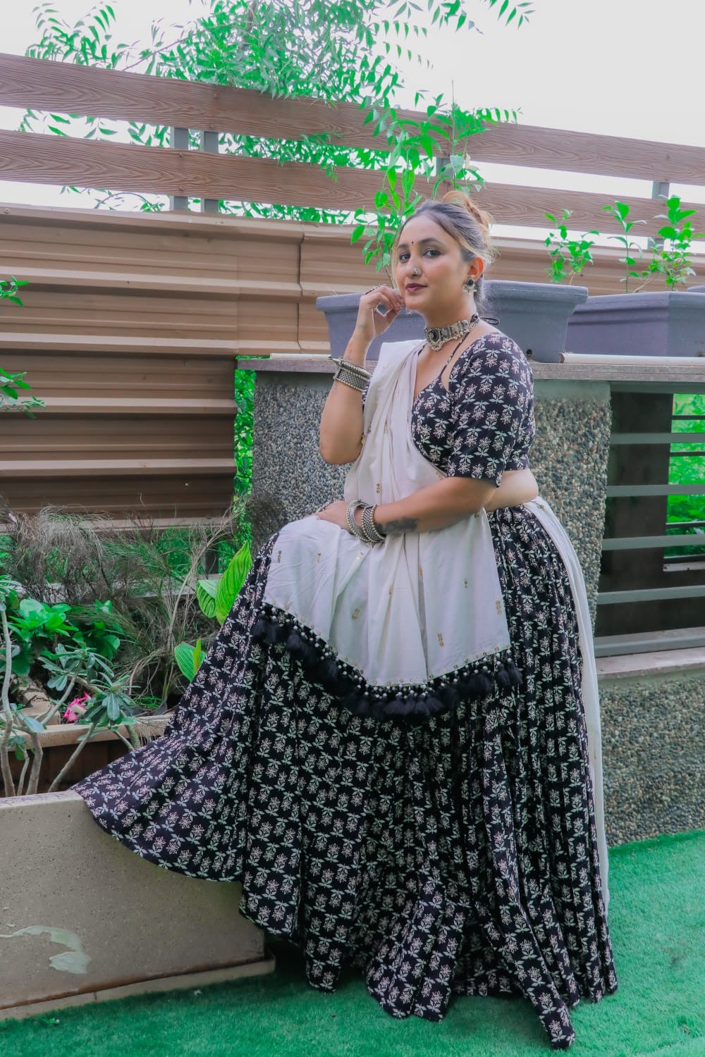 "Kunta" (आव्या) - black Ghagra Choli