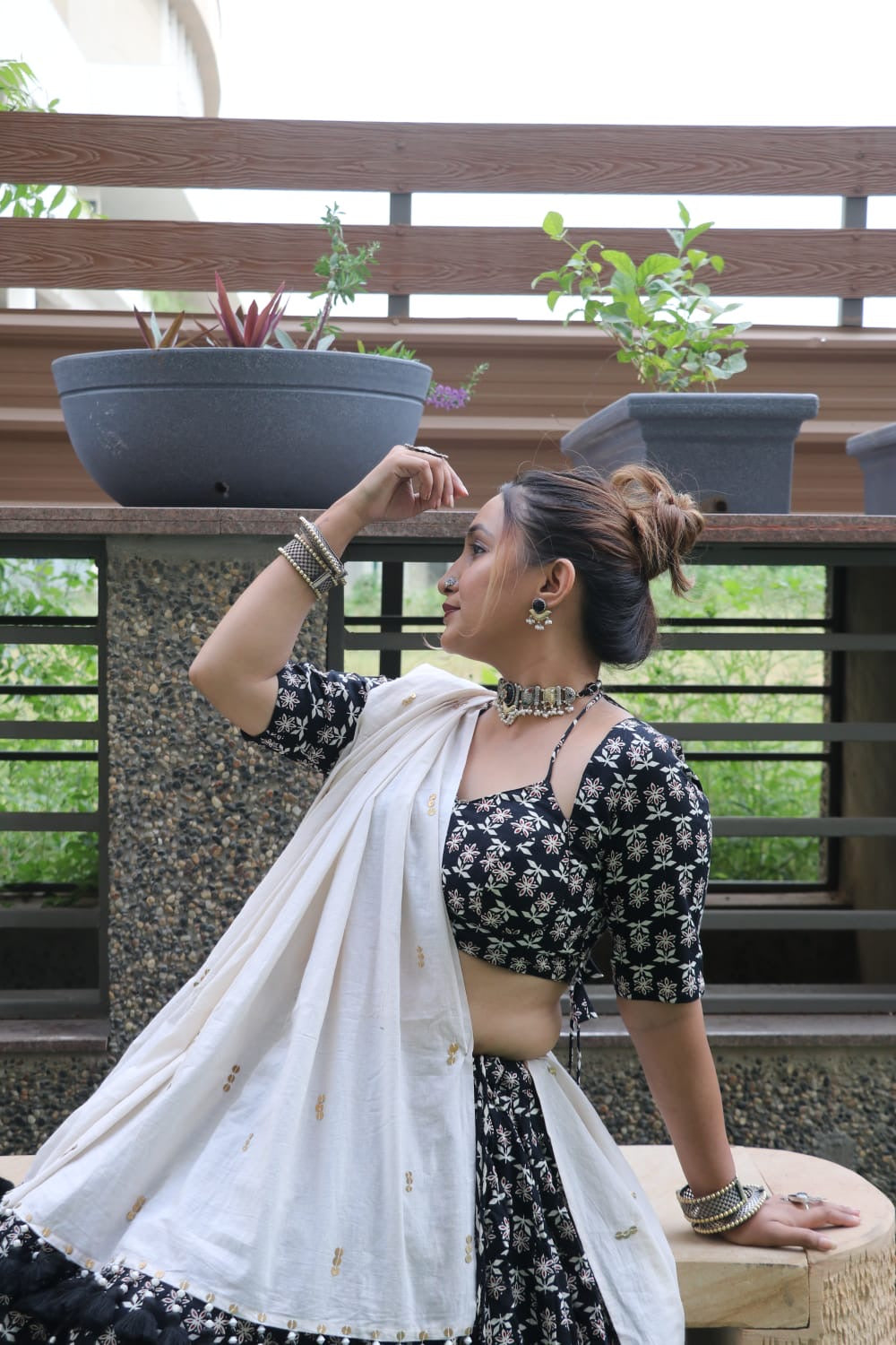 "Kunta" (आव्या) - black Ghagra Choli