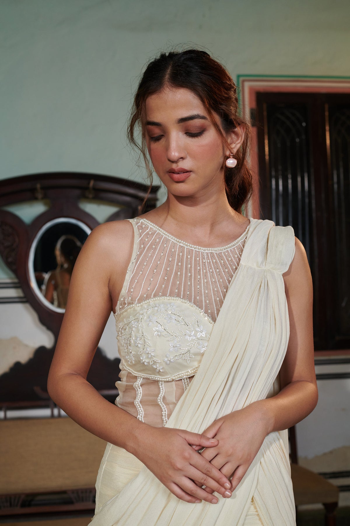 Rasā (रसा) - Ivory Embroidered Gown