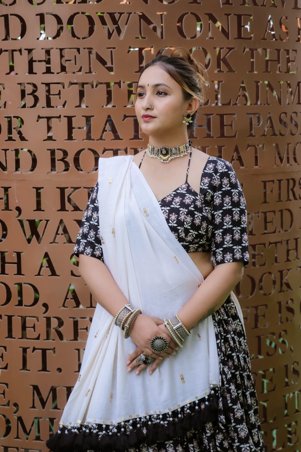 "Kunta" (आव्या) - black Ghagra Choli