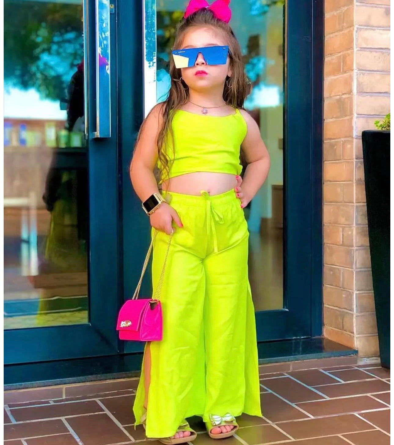 Hot Pink Cord Set( with side slit)-Vacation wear