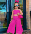 Hot Pink Cord Set( with side slit)-Vacation wear