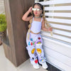 Corset & Cartoon Jogger Set - Vacation wear