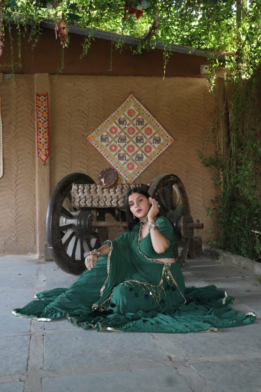 Haritā (हरिता) - Ghagra Choli with ￼ tassels