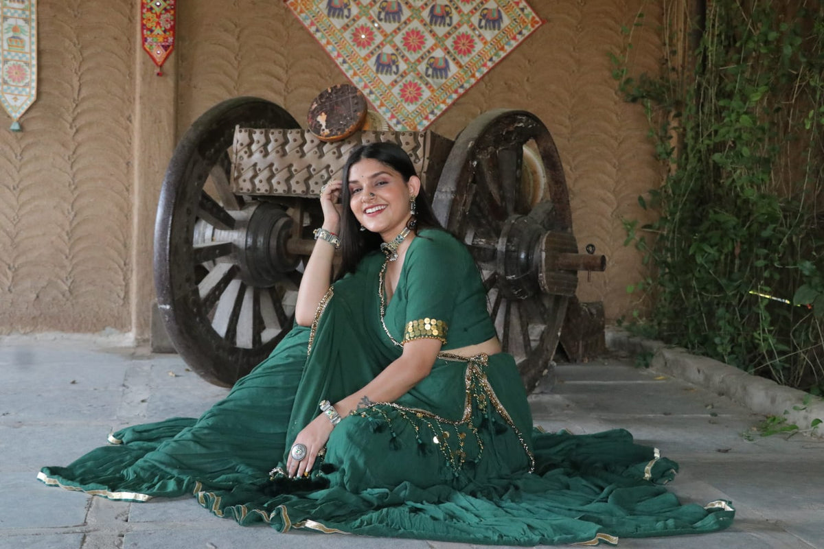 Haritā (हरिता) - Ghagra Choli with ￼ tassels