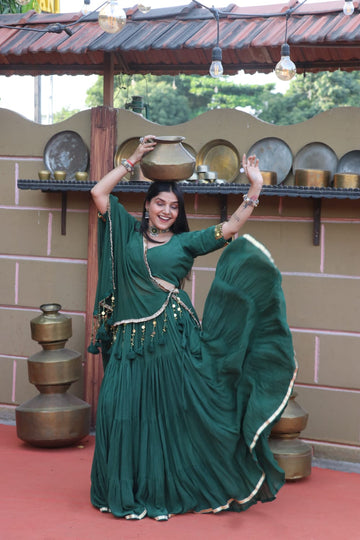 Haritā (हरिता) - Ghagra Choli with ￼ tassels