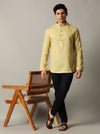 Yellow Self Textured Kurta For Men