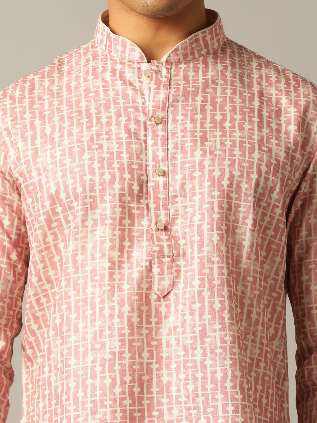 Onion Pink Printed Kurta For Men
